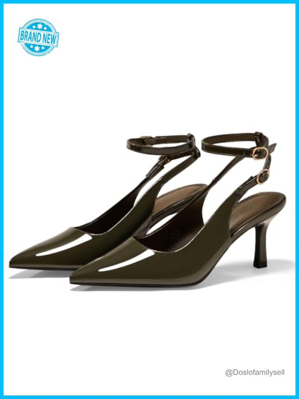 Faux Leather Faux Suede Pointed Toe Slingback Stiletto Heels Dress Pumps
